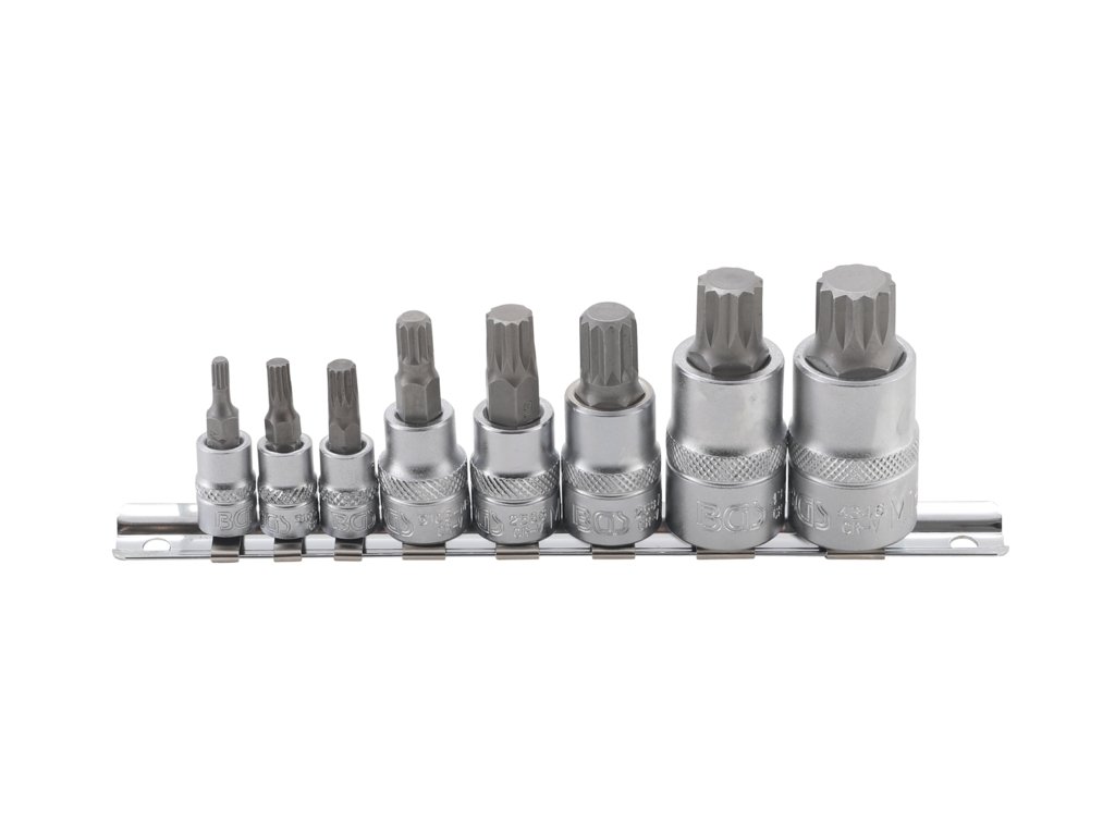 Hlavice zástrčné XZN (Spline) 1/4", 3/8" a 1/2", M4 - M16, 8 ks - BGS 5105