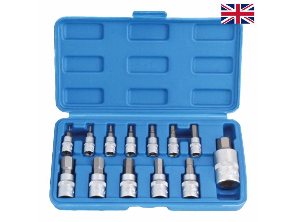 Zástrčné hlavice Imbus 1/4", 3/8" a 1/2", palcové 5/64" - 9/16", 13 ks