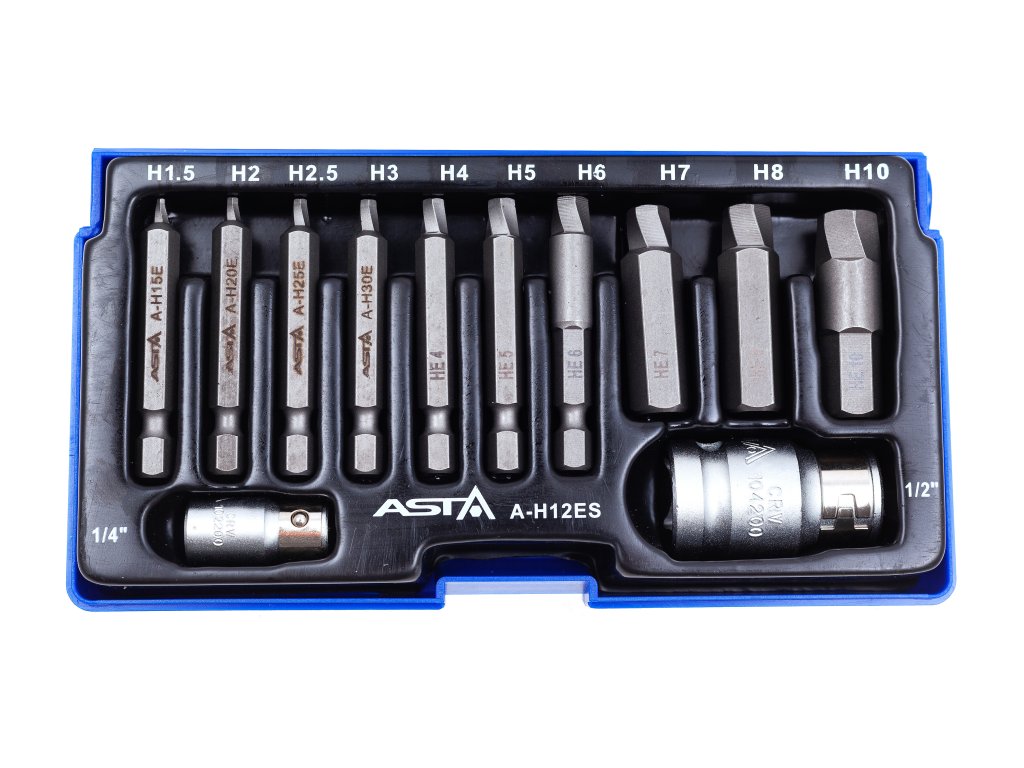 Vytahováky poškožených šroubů IMBUS H1.5 až H10, sada 12 ks - ASTA 01