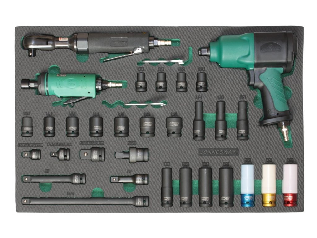 Modul - pneumatické nářadí a hlavice 1/2", 31 ks - JONNESWAY JA-C831SV