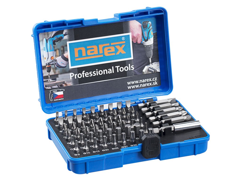 Sada 60 bitů Industrial, ploché, křížové, Imbus, TORX, 60-bit box - NAREX CL 65404062