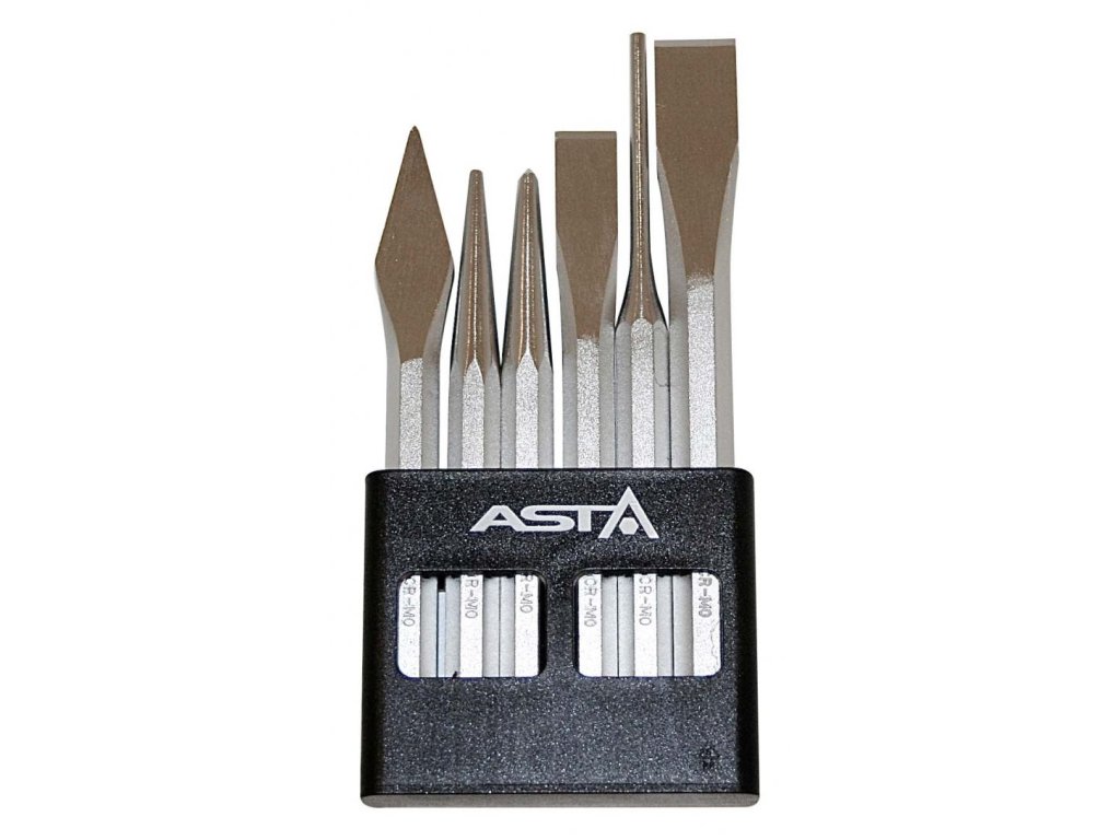 Vyrážeč, sekáče a důlčíky, sada 6 ks - ASTA
