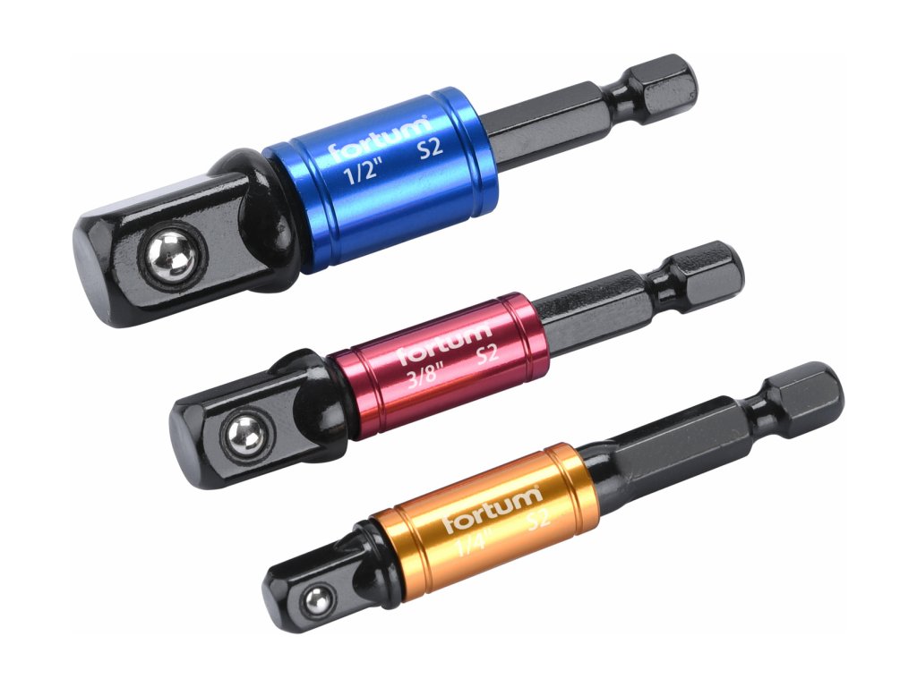 Adaptéry pro sklíčidlo vrtačky 1/4" - 3/8" - 1/2", s otočným úchytem, 3 ks 01