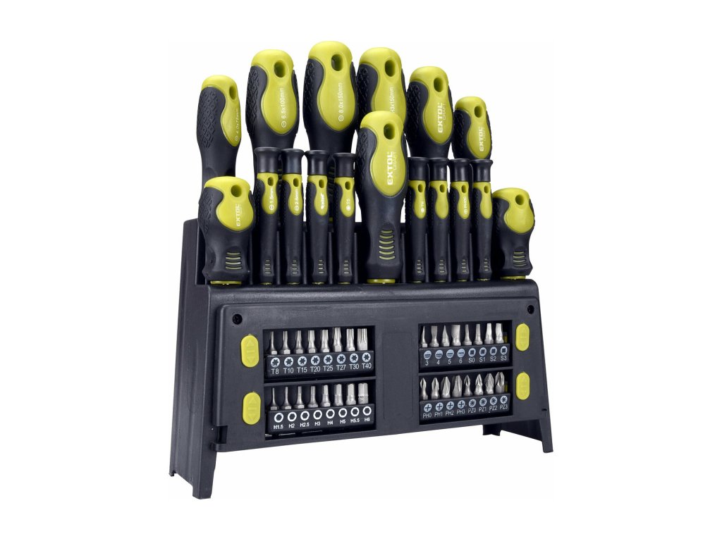 Sada šroubováků, mikrošroubováků a bitů, 49  ks ve stojanu - EXTOL CRAFT EX53146 01