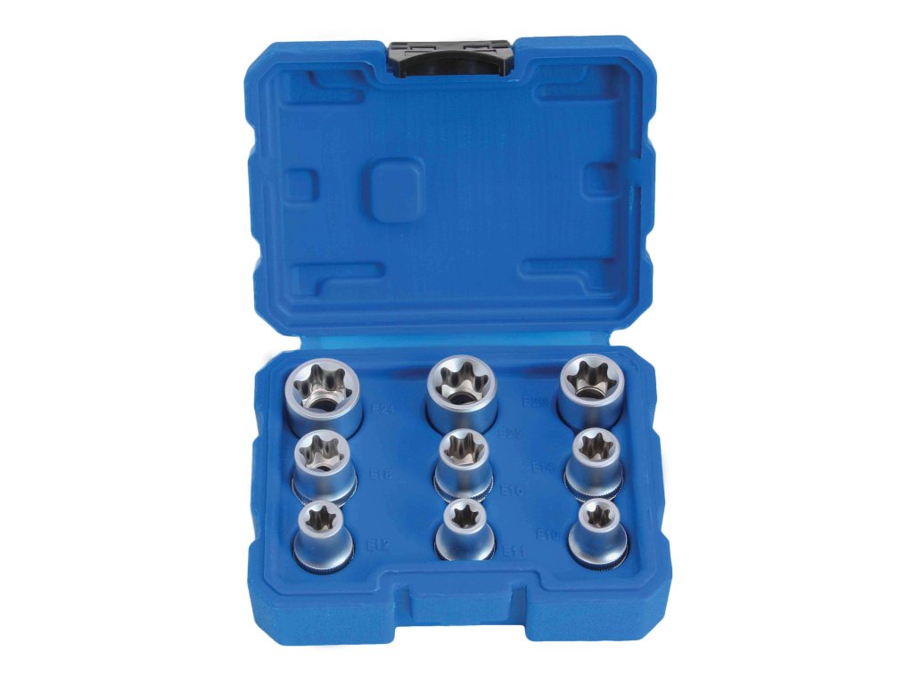 Nástrčné hlavice TORX-E 1/2", E10 - E24, 9 ks - SATRA