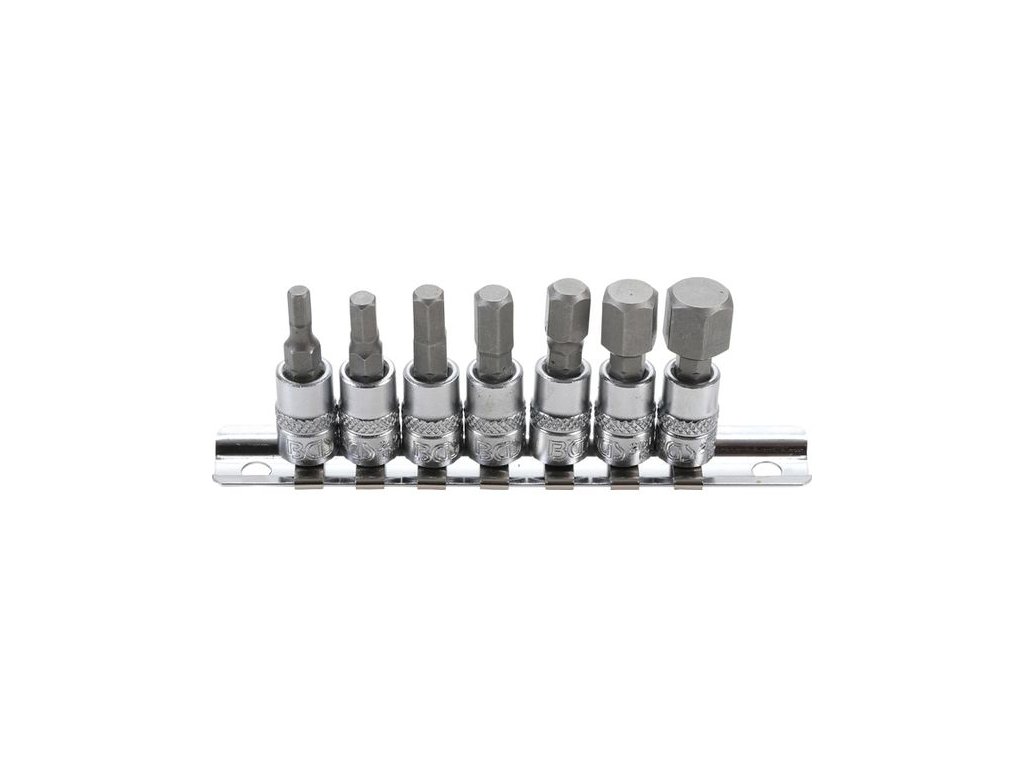 Zástrčné hlavice 1/4" Imbus H4-H12, sada 6 ks na liště - BGS 261