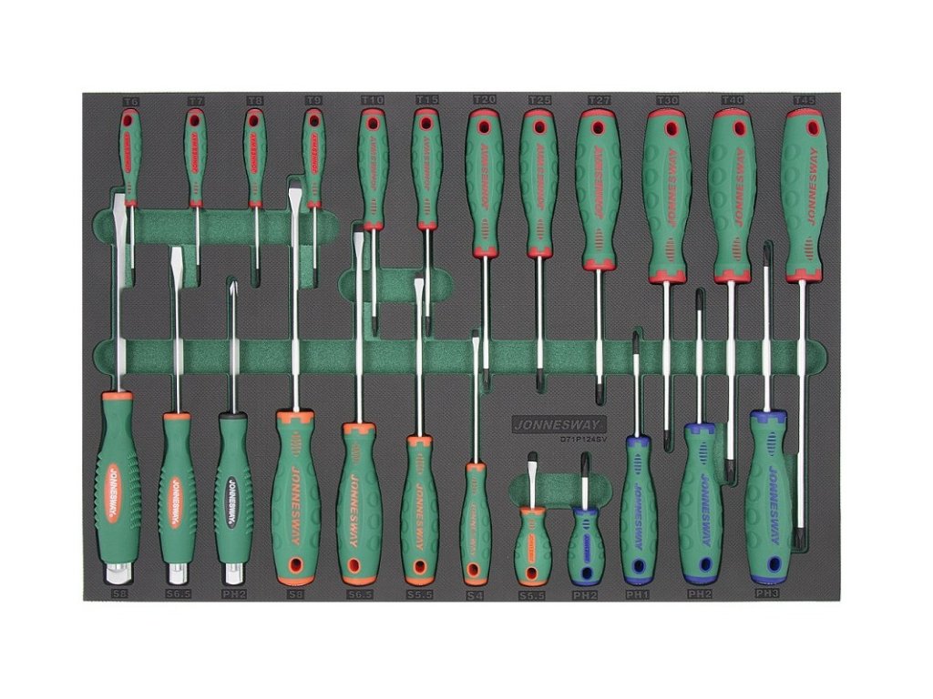 Modul - sada šroubováků, do dílenského vozíku, 24 ks - JONNESWAY