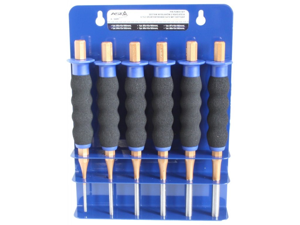 Sada průbojníků průměru 3-8 mm, 6 ks - ASTA A-S6PP