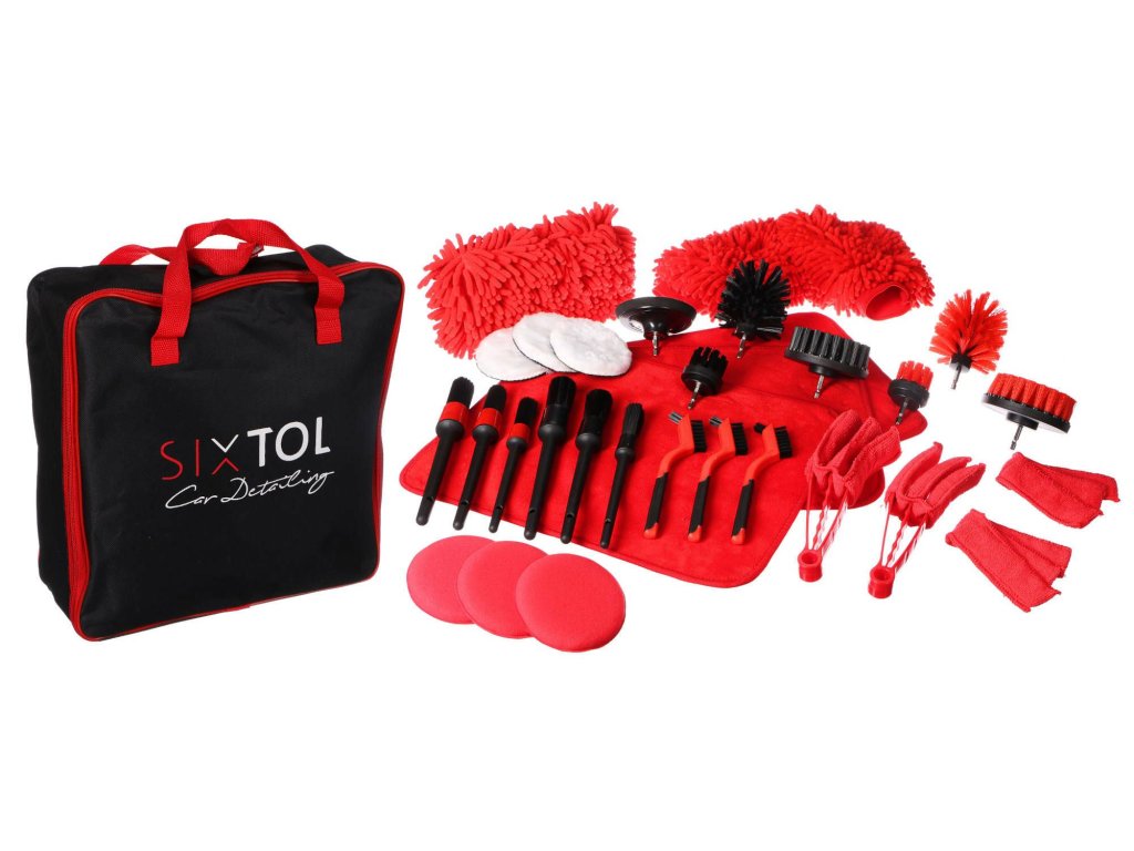 Multifunkční sada nástrojů pro čištění a mytí auta, 33 ks - SIXTOL SX1206
