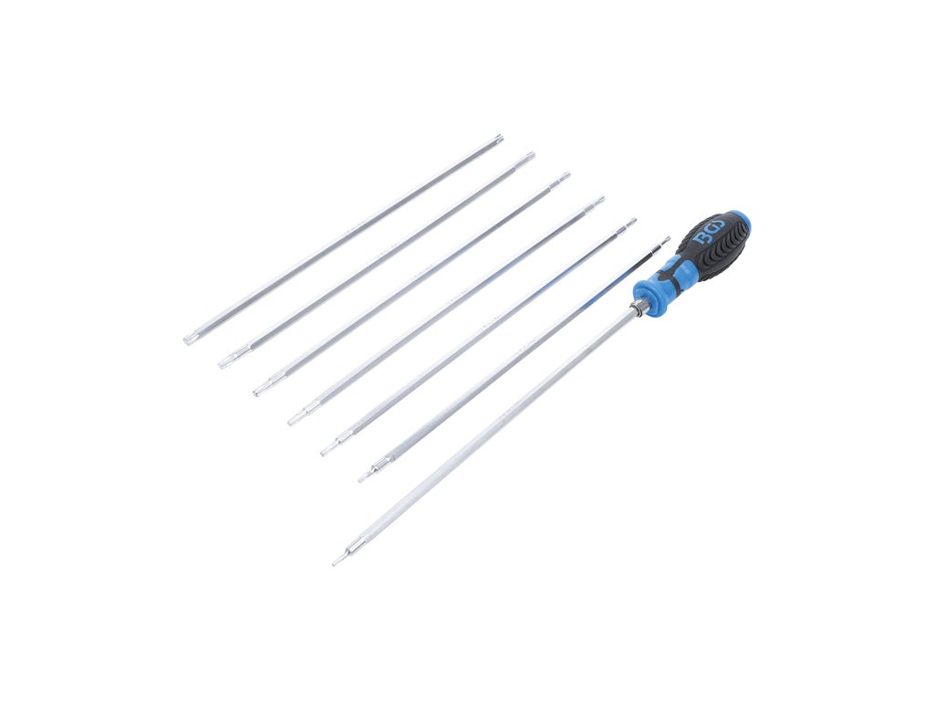 Šroubováky TORX a TORX s otvorem T10-T40, výměnné dříky, sada 8 dílů - BGS 2326