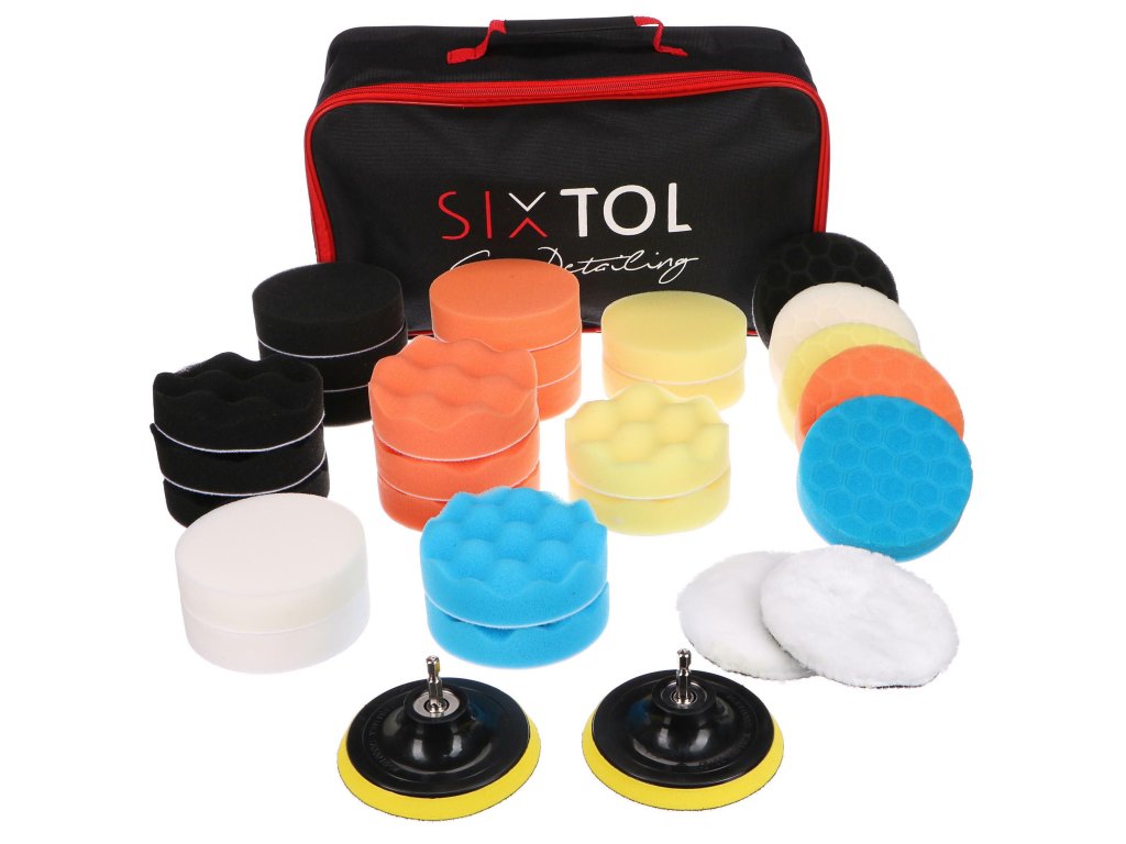Sada leštících houbiček s unašečem pro čištění auta, průměr 100 mm, 30 ks - SIXTOL_2