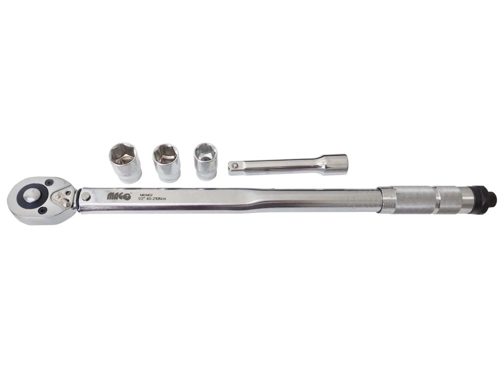 Momentový klíč, 40-210 Nm, s nástavci - MAGG