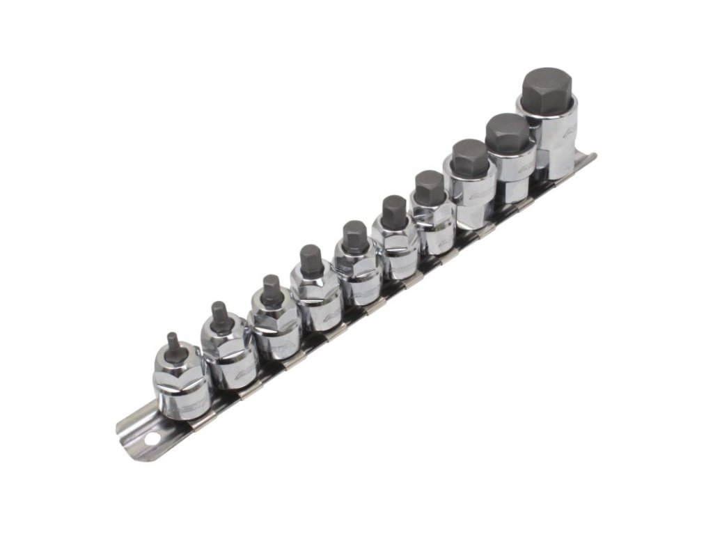 Zástrčné hlavice Imbus 3/8", 1/2", nízkoprofilové, na liště, 3-17 mm, 10 ks - ASTA