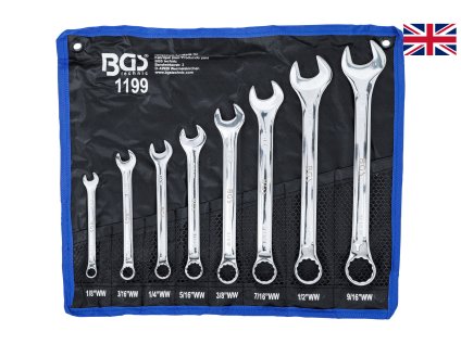 Očkoploché palcové klíče Whitworth, velikosti 1/8” až 9/16”, sada 8 ks - BGS 1199 01