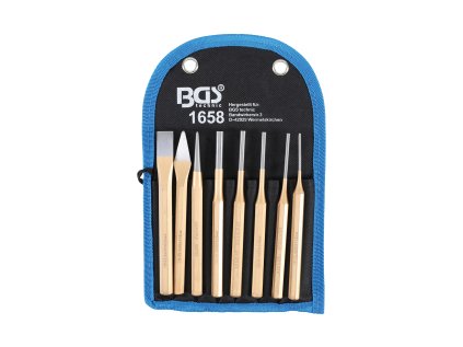 Vyrážeče, sekáče, důlčík, sada 8 dílů Cr-V - BGS 1658 01
