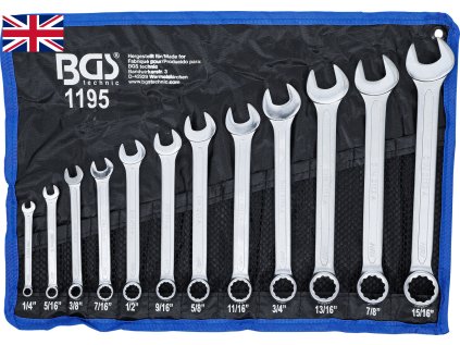 Klíče očkoploché palcové, velikosti 1/4” až 15/16”, sada 12 ks - BGS 1195 01