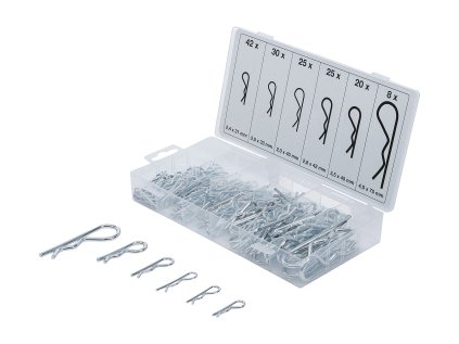 Závlačky pružinové, průměry 2-4 mm, sada 150 ks - BGS 8043 01