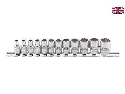 Hlavice 1/4" nástrčné, 12-hran, palcové 12ks - BGS 2755 01