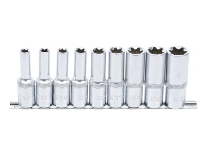 Hlavice 1/2” nástrčné, vnější E-TORX, vel. E10-E20, sada 9 ks - BGS 2026 01