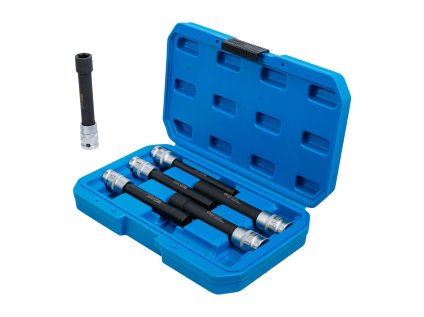 Hlavice 1/2” prodloužené E-TORX, vel. E10-E20, na hlavy válců, sada 6 ks - BGS 2028