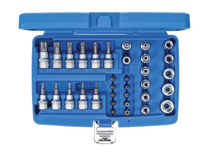 Hlavice nástrčné a zástrčné TORX (T10-T55) a E-TORX (E4-E20), sada 34 ks - BGS 5021 01