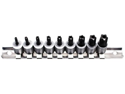 Hlavice zástrčné 1/4" TS10-TS50 (5ti hvězda) s vrtáním 9 dílů-BGS 2355