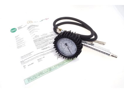Pneuhustič s certifikátem 0-12 bar, manometr 80 mm, hadice 80 cm - OMG83 01