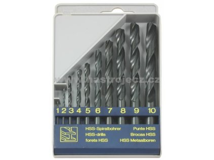 Sada vrtáků 10-dílná 1,00-10,00x1,0mm, pasivované