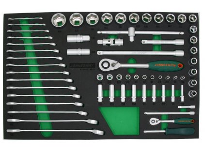 Modul - gola sada 1/4" a 1/2", 6hranné hlavice, očkoploché klíče - JONNESWAY S04H42165SV