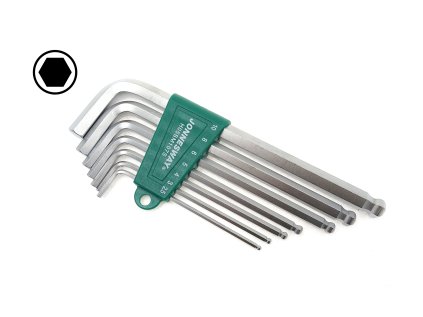 Sada klíčů Imbus s kuličkou, dlouhé, vel. 2,5-10 mm, 7 kusů - JONNESWAY H05SM107S 01