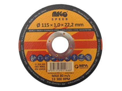 Řezný kotouč na nerez 115x1,0x22,0mm MAGG Speed