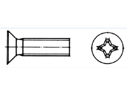 Šrouby zápustné, křížové DIN 965, rozměr M6x16, stoupání závitu 1 mm, balení 20 kusů