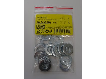 Podložky ploché DIN 125, pozinkované, pro 6hranné šrouby - balení