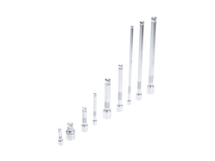 Prodloužení výkyvná 1/4", 3/8" a 1/2", různé délky, sada 9 kusů - BGS 2253 01
