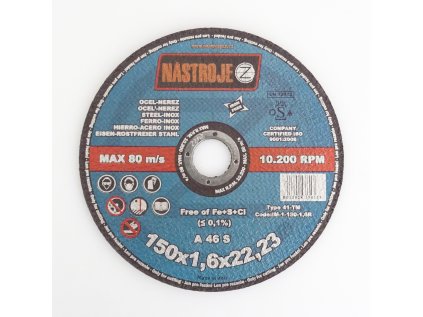 Kotouč řezný 150 x 1,6 x 22, na ocel a nerez