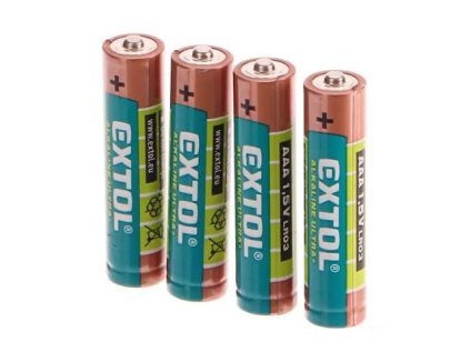 Baterie alkalické ULTRA +, 1,5V AAA (LR03), sada 4 kusy - EXTOL LIGHT EX42010