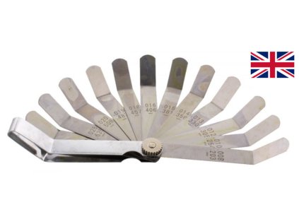 Ventilové - spárové měrky zahnuté, palcové 0.008"- 0.026", 12 lisů