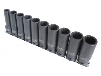 Hlavice nástrčné úderové 1/2" 10-22 mm, 12hranné, prodloužené 78 mm, 10 ks na liště - ASTA