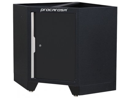 Rohová dílenská skříňka Procarosa PROFI TGC-1300B, černá barva