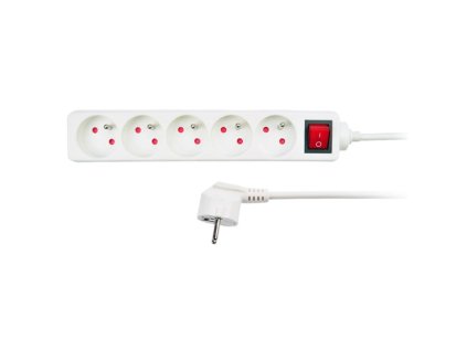 Prudlužovací kabel 3 x 1 mm2, 5 m, 5 zásuvek, vypínač
