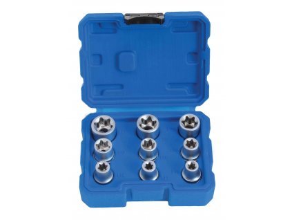 Hlavice 1/2” nástrčné TORX-E, vel. E10-E24, sada 9 ks - SATRA