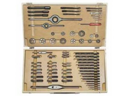 Závitníky a závitová očka, jemné stoupání, M4x0,5 - M14x1,5, sada 62 ks - Bučovice Tools