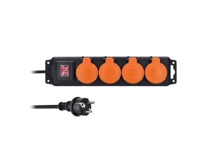 Prodlužovací kabel 10 m, 3 x 1,5 mm2, 4 zásuvky, venkovní IP44