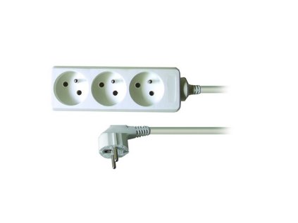 Prodlužovací kabel 2 m, 3 x 1,0 mm2, 3 zásuvky, bílý
