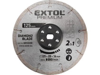 Řezný kotouč diamantový 125x20 mm, pro dvoukotoučovou pilu EX8893020 - EXTOL PREMIUM