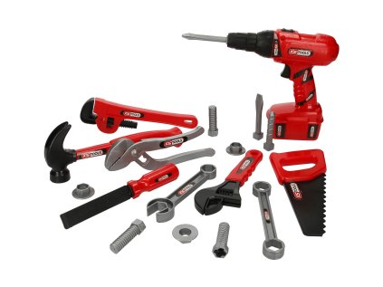 Dětská sada nářadí - AKU šroubovák, kladivo, pila, klíče, 19 dílů v přepravce - KS TOOLS 3