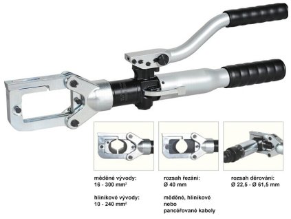 Hydraulické lisovací, stříhací a děrovací kleště, síla 6,5 tuny - HHY-60H