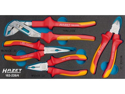 Elektrikářské kleště VDE, izolace 1000 V, sada 4 ks - HAZET 163-226/4