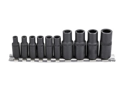 Hlavice úderové prodloužené 1/4" a 3/8" M1.5-12.5, sada 8 ks na liště - QUATROS QS50163