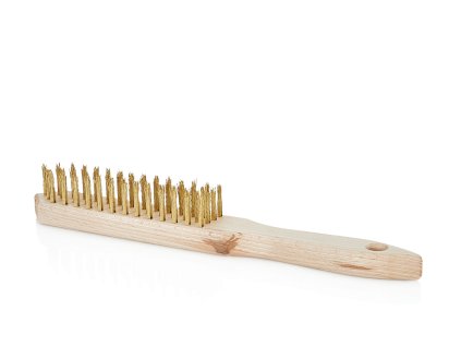 Kartáček ocelový, pomosazený, 4 řady, dřevěný - GEKO G01816